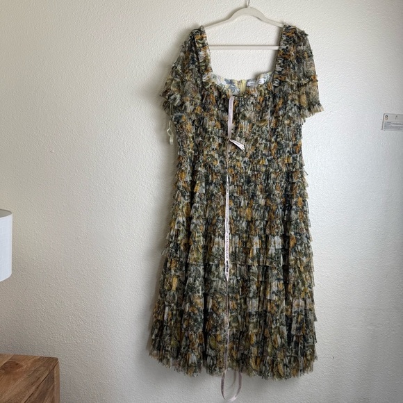 Mac Duggal NWT Multicolor Short Sleeve
Micro Ruffle Tea Length Dress - Picture 4 of 10